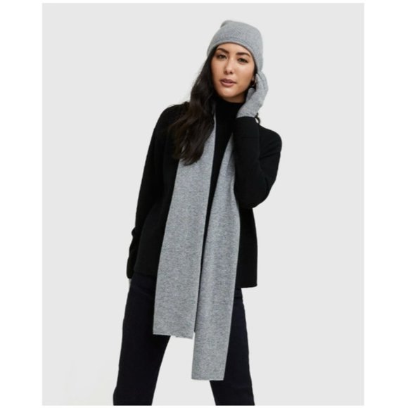 Quince Accessories - Quince Scarf Mongolian Cashmere Heather Grey 64 inch x 10 inch Minimalist NWOT